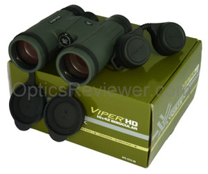 A Vortex Viper HD, its rain guard, and its packaging